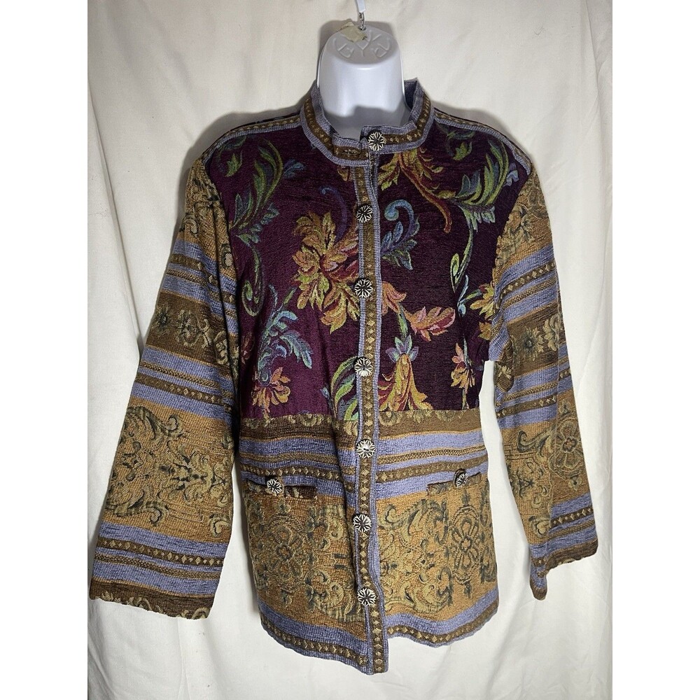 VTG Sag Harbor Tapestry Jacket Womens Medium/Large Patchwork Floral Brocade